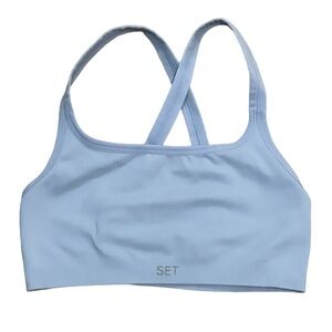 SETActive cross back sports bra sz medium light blue